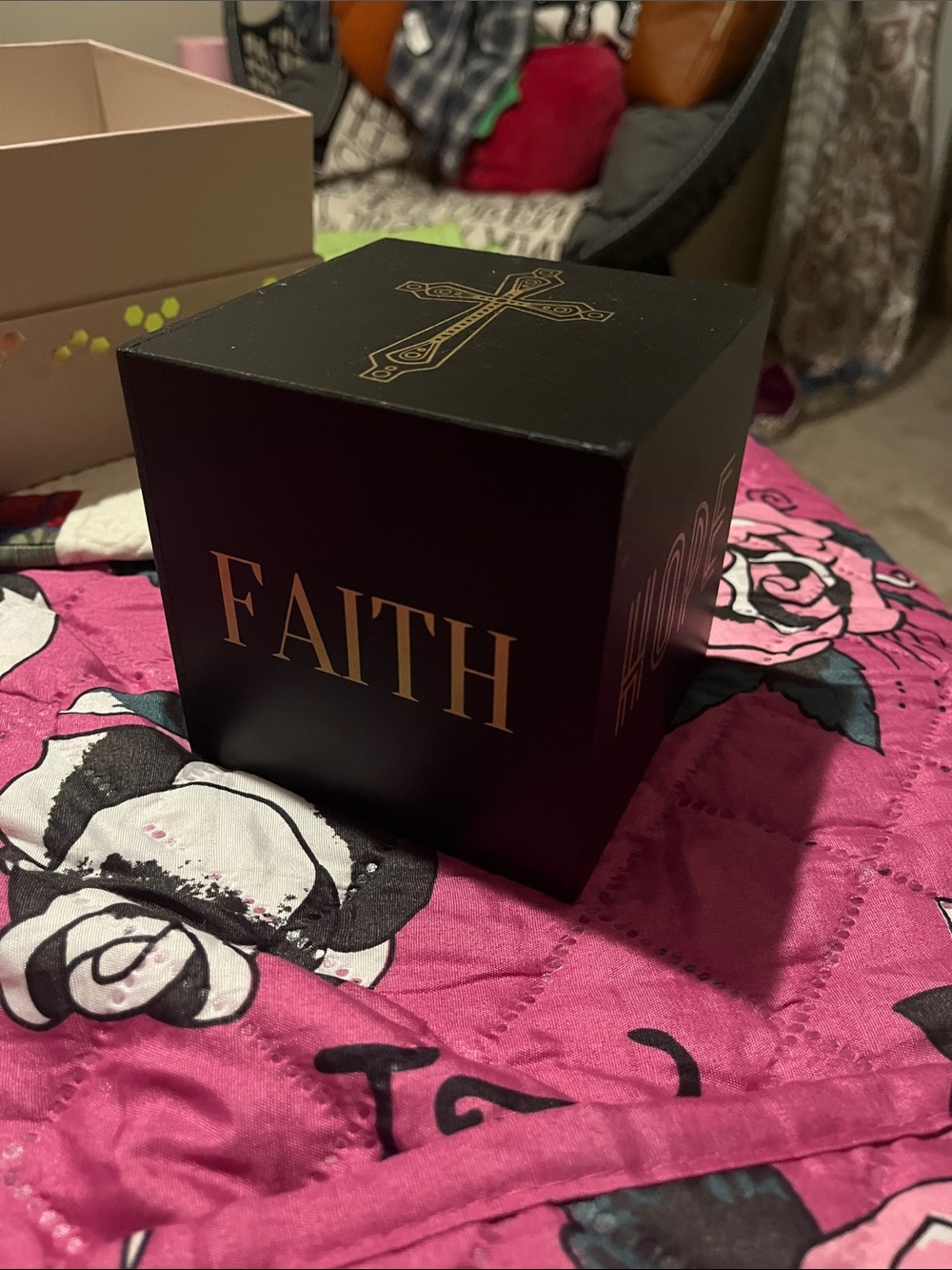 Black & Gold Decorative Box Dice - Accent Prayer Cube